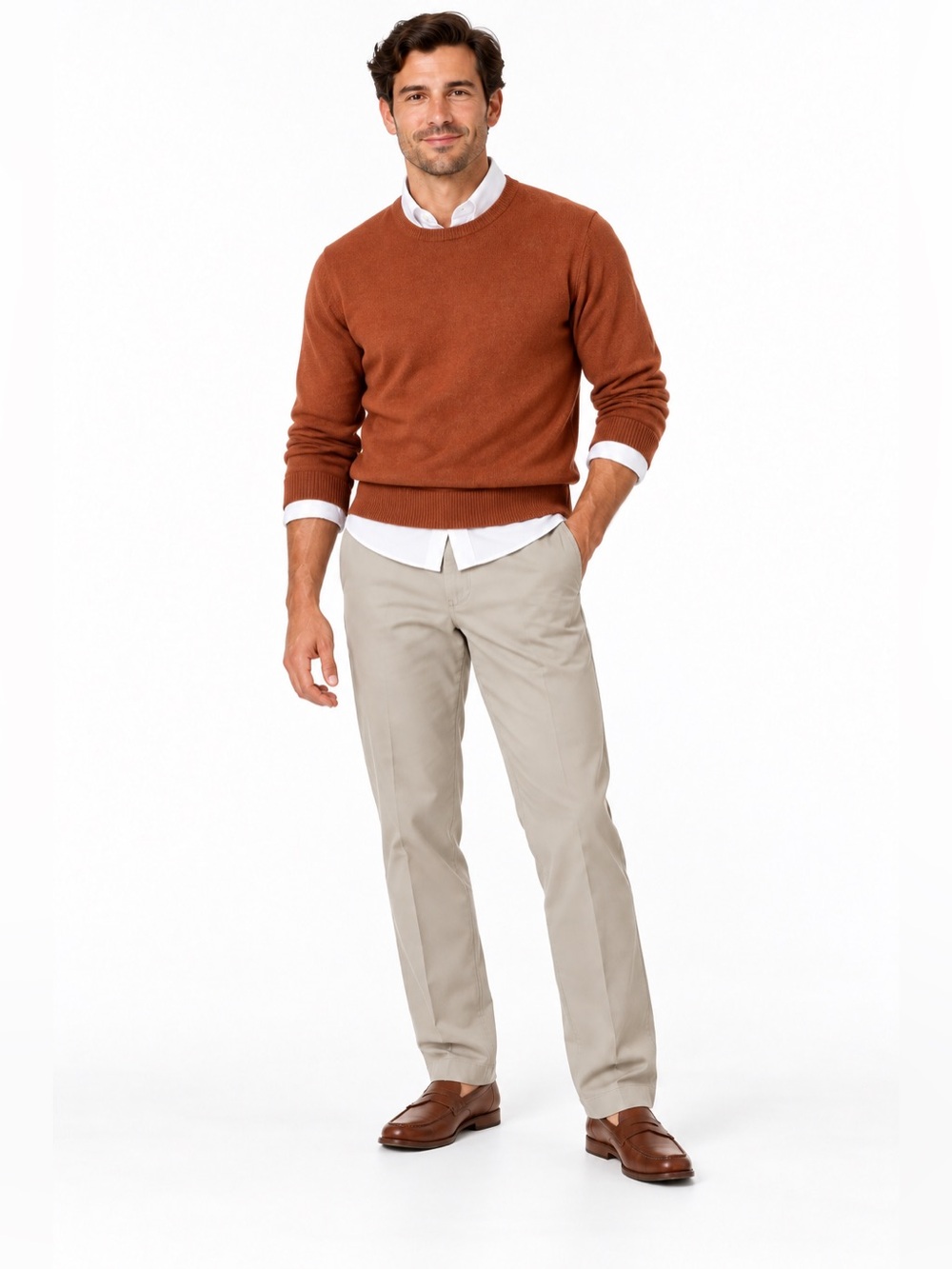 Haggar H26 Men’s Khaki Classic Fit Flat Front Pants